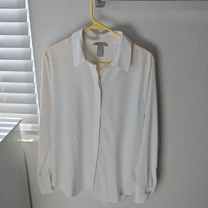 H&M White Button Down Blouse Size Medium